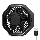 Bigqin USB Ventilator, Mini Ventilator 360° Drehung, 3 Geschwindigkeiten Tischventilator, Leise Hexagon Table Fan kompatibel mit PC Notebook Computer - Schwarz