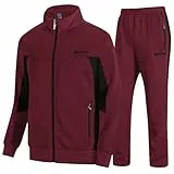 donhobo Herren Jogginganzug Trainingsanzug Sportanzug Fußball Sporthose Hoodie Hose für Gym Warm Tracksuit (02Weinrot, XL)