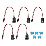 Walfront 5-Teiliges Automobil-Kfz-Flachsicherungshalter-Set 16 AWG Mini-Sicherungshalter-Anschluss mit 5-Teiliger 15-A-Sicherung (ACK S 10,9 mm)