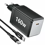 HSSNS 160W USB C Ladegerät: MacBook Pro Netzteil mit USB-C Kabel, Schnellladegerät Kompatibel mit MacBook Pro/Air, iPad, Samsung, Lenovo, iPhone 16/15 /14 Serie