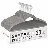HOUSE DAY Kleiderbügel Samt 30er Set, Kleiderbügel Platzsparend, Bügel rutschfest und Samtbügel Schmal mit 360° Drehbarer Haken, für Hemden, Anzüge, Mäntel, Pullover, Hosen, Dunkles Grau