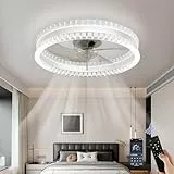 LXPWHR Leiser Deckenventilator mit Beleuchtung Weiß, 50cm Deckenleuchte mit Ventilator, Deckenlampe mit Ventilator per Fernbedienung, 3 Farbtemperaturen, 6-Gang, Timer, für Wohnzimmer Schlafzimmer