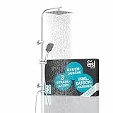EISL EASY DELUXE Duschset, Duschsystem ohne Armatur 2 in 1 mit großer Edelstahl Regendusche (300 x 300 mm) und Handbrause, Regendusche ohne Armatur ideal zum Nachrüsten, inkl. Duschabzieher DX12011