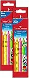 Faber-Castell 110994 - Buntstifte Jumbo Grip Neon, 5er Etui, mehrfarbig