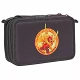 SKANDO BAGS 3-lagiges Etui mit Inhalt LEGO® NINJAGO®, Dragon Energy: 3 Fächer mit Reißverschlüssen. Enthält Bleistifte, Farbstifte, Radiergummi, Anspitzer, Lineal und mehr. Elegant und organisiert.