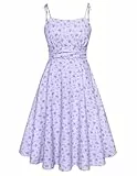 Belle Poque Lila Blumen Kleid für Damen Sommer Spaghetti Strap A-Linie Kleid Cocktail Party Kleid XL