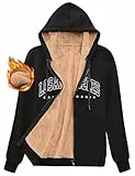 FemiChic Hoodie Damen Fleecejacke Jacke Herbst Winter Sweatjacke mit Kapuze Warm Damen-Jacken Pullover Gross Grössen Kapuzenpullover Sweatshirt mit Zipper(Schwarz,L)