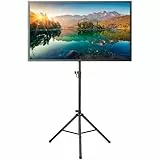Mount-It! TV-Tripod Bodenständer | Tragbarer neigbarer TV-Ständer für 81-177cm (32-70-Zoll) Flachbildschirme, schnelle Montage, höhenverstellbar, Stangenhalterungen 77 lbs, bis zu VESA 600 x 400