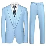 KUDMOL Herren 3-Stücke Anzug Business EIN Knopf Smoking Anzug für Männer Smoking Klassische Blazer Weste Hosen Set