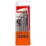 fischer Steinbohrer Set, 4 - 10 mm Durchmesser, Aufsätze für Bohrmaschinen, Bohrerset mit verschiedenen Größen, Werkzeug zum Bohren in Mauerwerk & Naturstein, 5er Pack