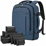 Lekespring Rucksack Handgepäck Flugzeug für Ryanair Handgepäck 40x20x25 Reiserucksack mit 6 Teilige Kleidertaschen-Packing Cubes für Kurze Tirp Business Arbeit, Blau
