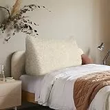 BNCKTRD Schafwollimitat Rückenkissen Lesekissen für Bett und Couch, Rückenlehne Kopfende, Dreieckiges Sofakissen Bücherkissen, Wandkissen für Bett Herbst Winter maschinenwaschbarem Weiß 140cm
