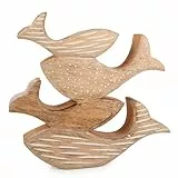 Logbuch-Verlag Fisch Deko Figur aus Holz handgeschnitzt aus Naturholz Maritime Meer Küsten Dekoration als christlich religiöses Geschenk 25 x 4 x 24 cm