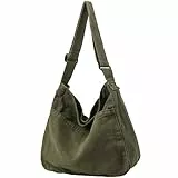 DAINAOTM Canvas-Tragetasche, lässige Hobo-Umhängetasche, Schultertasche für Damen und Herren, große Geldbörse, Kuriertasche, Reisen, Arbeit, 1-army grün, Large