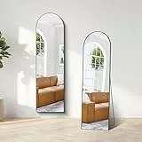 Weare Home Bogen Ganzkörperspiegel, 150 x 40 cm Gewölbter Standspiegel, Schwarzer Metallrahmen Boden Länge Spiegel, Stehend, Wand montiert, lehnend, Bodenspiegel für Schlafzimmer, Wohnzimmer