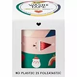 folia 26458 - Washi Tape MERRY JINGLING, 4 x 5 m, Klebeband aus Reispapier, Hotfoil in 4 weihnachtlichen Designs, zum Basteln, Verzieren und Dekorieren