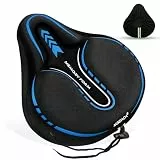 MSDADA Gel Gepolsterter Fahrradsattelbezug, Extra Weicher Schaum Breit Groß Memory Foam Sattelbezug für MTB, Heimtrainer Fahrrad, Peloton, Bequem Sattelpolster für Damen Herren Senioren(Blau)
