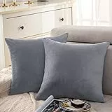 Soifox 2er Set Kissenbezug 40x40 Grau Samt Zierkissenbezüge Superweich Flauschig Kuschelig Kissenbezüge Dekorative Deko Kissen Sofakissen Lendenkissen Wurfkissenbezug Schlafzimmer Kissenhülle