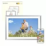 Digitaler Bilderrahmen 10.1 Zoll WLAN mit 32GB Speicher, Elektronischer Bilderrahmen mit 1280 * 800 IPS Touch Display, Fotos/Videos über Frameo APP Teilen, Geschenke für Mama Frauen Männer, Silber