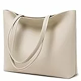 MEEGIRL Damen Henkeltaschen, Einfache Handtaschen PU Leder Tote Shopper Bag für Arbeit, Schule, Einkauf mit Reißverschluss und Innentasche (Khaki)