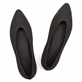 Frank Mully Frauen Spitze Zehe Ballett flach Strickkleid Schuhe Low Wedge Flache Komfort Slip On Flats für Frau, SchwarzW, 41 EU