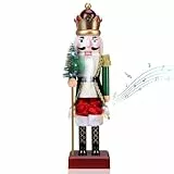 Axrye Weihnachtliche Nussknackerfiguren 38cm mit LED-Leuchten und Musik, ABS Nussknacker Marionette, Nussknacker-König Figur, Traditionelle Weihnachtsdeko, Klassisches Traditionelles Ornament