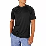 Amazon Essentials Herren Schmal Geschnittenes, Kurzärmeliges, Schnelltrocknendes UPF 50-Bade-T-Shirt, Schwarz, L