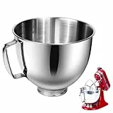 PQPO Edelstahl Mixer Schüssel für Kitchen Aid 4,5-5 Quart Standmixer, kompatibel mit Kitchen Aid Mixer Zubehör