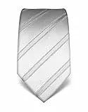 Vincenzo Boretti Herren Krawatte reine Seide gestreift edel Männer-Design zum Hemd mit Anzug für Business Hochzeit 8 cm schmal/breit silber