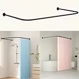 U-förmige/L-förmige Duschvorhangstange, Schwarze, Einziehbare Eck-Duschvorhangstange Aus Edelstahl. 75 × (150–190) × 75 cm, Geeignet Für Badezimmer, Umkleidekabinen, Bekleidungsgeschäfte