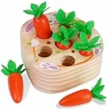 KMTJT Montessori Spielzeug ab 1 Jahr | Holz Motorik Montessori Sortierspiel Holzpuzzle Karottenernte für 6 12 Monate Jungen und Mädchen | Lernspielzeug für Kinder als Geburtztag Geschenk (Rot)