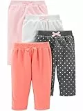 Simple Joys by Carter's Baby-Mädchen 4-Pack Fleece Pants Lässige Hose, Kohlegrau Punkte/Orange/Rosa/Weiß, 0-3 Monate (4er Pack)