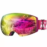 OutdoorMaster Unisex Skibrille PRO Damen Herren mit wechselgläsern, 100% UV-Schutz Schneebrille Skibrille für brillenträger, Anti-Nebel Snowboard Brille Ski Goggles für Jungen und Mädchen