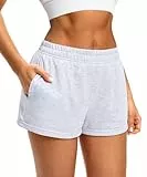 Navneet Damen Sweatshorts Sport Booty Shorts Kurze Jogginghose Sommer mit Taschen Y2k Outdoor Laufhose Grau M