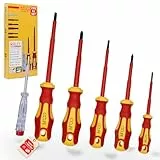 CCLIFE 6-tlg VDE Schraubendreher Set 1000V isoliert mit Spannungsprüfer Schlitz Kreuz PH1 PH2 Anti Rutsch Griff