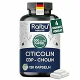 Cholin Citicolin Kapseln Hochdosiert 500 mg je Kapsel - 4 Monate Vorrat - Nur 1 Kapsel Täglich - 120 Kapseln CDP-Cholin - Bioaktive Cholinform, Ohne Zusatzstoffe, Vegan, Laborgeprüft