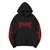 Generisch Harajuku Stil Herren Kapuzenpullover mit Kordelzug, Street Hip Hop Retro Print, Tasche mit Fleecefutter Basic Kapuzenpullover Casual Einfarbig Sweatshirt Herren Hoodie