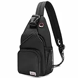 HNOOM Sling Bag Brusttasche Rucksack Damen und Herren Oxford-Stoff Schulterrucksack Crossbody Bag Umhängetasche Sporttasche Casual Daypack für Outdoorsport, Reisen, Einkaufen (Schwarz)