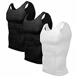 Odoland Unterhemden Herren Shapewear 3er Pack Tank Top Compression Shirt Kompressionsshirt Bauchweg Herren Body Shaper -2schwarz1weiß, L