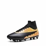 DREAM PAIRS Herren Fußballschuhe High Top Spike Microfaser Cleats TPU-Beschichtung Professionelle Athletics Trainingsschuhe Football Schuhe,Size 40,Schwarz/Orange,SDSS2401M