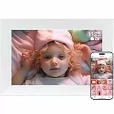 Frameo WLAN Digitaler Fotorahmen, 10,1-Zoll Digitaler Bilderrahmen, 1280x800 IPS Touchscreen, 32GB Automatisch drehbar, Teilen Sie Fotos und Videos mit Ton Sofort über Frameo APP von überall, Weiß