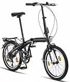 Licorne Bike CONSERES Premium Klapprad 20 Zoll Fahrrad für Herren Damen 6 Gang Schaltung Schwarz