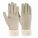 ZASFOU Damen Winter Warm Touchscreen Handschuhe mit Fleece Gefütterte Strick winterhandschuhe für Kaltes Wetter,Beige,M