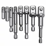 Newder Bohrfutter Adapter, 8 tlg 1/4 3/8 1/2' Sechskant Stecknussadapter Stecknuss Adapter Steckschlüssel Schraubenschlüssel Nuss Set