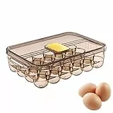 FIYSON Ei Aufbewahrungsbox Kühlschrank Eierablage mit Deckel Stapelbar Transparent Kunststoff Eier Aufbewahrungsbox für Küchenschränke Speisekammer zur Schutz und Frischhalten von Eiern (Braun)
