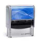 Selbstfärbender Stempel easyprint 2 blau – personalisierbarer Firmenstempel, Namensstempel, Adressstempel oder sonstiger Textstempel – Abdruck ca. 47x18 mm mit bis zu 5 Zeilen