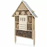 WILDLIFE HOME Insektenhotel XXL Stehend Bienenhotel mit Standfuß 79 cm & Metalldach I Groß Wildbienenhotel, Insektenhaus für Bienen, Marienkäfer & Schmetterlinge, fertiges Insektenhotel kein Bausatz