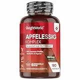 Apfelessig Kapseln - 1860mg Apfelwein Essig Komplex aus Muttersaft, Kurkuma, Ingwer, Cayennepfeffer - 2 Mrd. KBE Bakterienstämme - 180 Kapseln für 2 Monate - Apple Cider Vinegar Capsules - WeightWorld