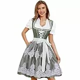 Funspread Dirndl Damen Midi Grün - Trachtenkleid Trachtenmode für Oktoberfest Dirndlkleid mit Spitzenschürze 38