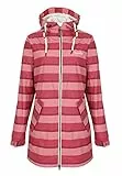 Regenliebe Damen Regenmantel Friesennerz gestreift beere wasserdichte Regenjacke winddichter Regenponcho mit Kapuze, Größe:42